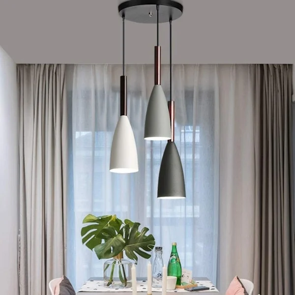 Modern nordisk taklampa i aluminium Nordisk taklampa i trä Kök Vardagsrumsbelysning (3 i 1)