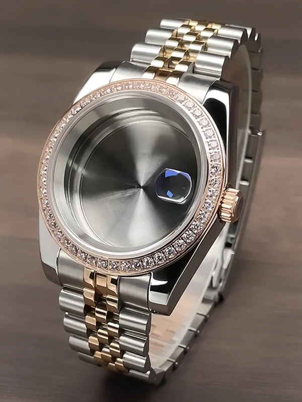 AliExpress - Boîtier de montre NH35 36mm/39mm, lunette en diamant, verre saphir, bracelet président jubilé 2T or Rose DJ adapté au mouvement NH35 NH36