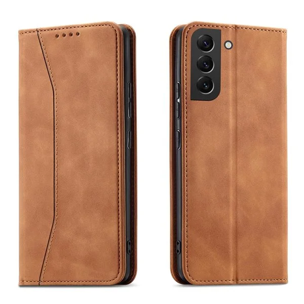 Magnet Fancy Kotelo Samsung Galaxy S23+ flip kansi lompakko jalusta ruskea