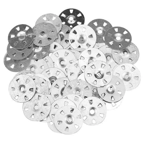 100-pack 35 mm diameter galvaniserade järn Thermoboard isoleringsskivor, fästbrickor för värmeisolering och gipsskivor