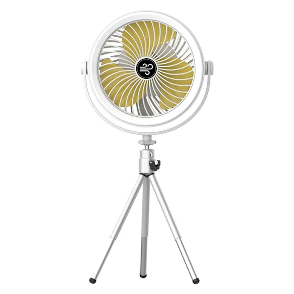 Bærbar ventilator justerbar hastighed 360° drejelig campingventilator til hjemmekontor bord bedre køling stativventilator LED-lys