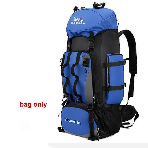 90L Waterproof Hiking Backpack Camping Rucksack Large Capacity Travel Outdoor Sports Bags Camping Equipment Men Blue