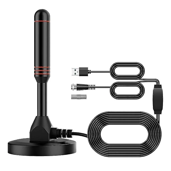 Digital HDTV-antenn - Inkluderar magnetisk bas och koaxialkabel - TV-antenn Terrestrial TV-antenn - Inomhus eller utomhus