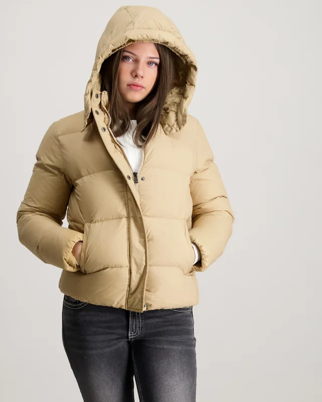 Polo Ralph Lauren Down Hooded Jacket Beżowy Kurtki Dziewczyna - Kids Brand Store