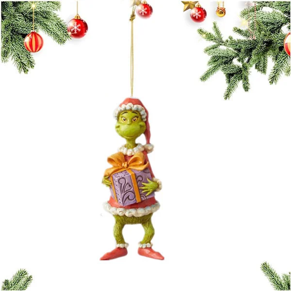 Hylder Grinch Hængende Ornamenter Julepynt Vedhæng, Sjov Harpiks Grøn Grinch Julepynt til Hjemmefest (Med Gave)