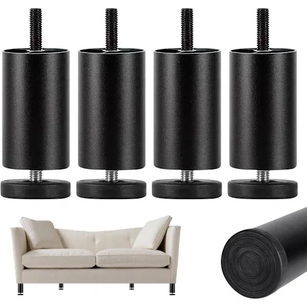 4 Adjustable Bed Legs 10.16 cm, M8 x 35 Thread (8mm Metric), Metal Furniture Legs, Height Adjustable Aluminum Alloy Replacement Legs, Coffee Table 