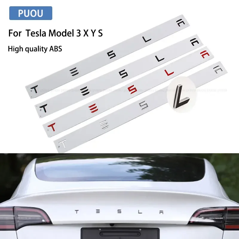 AliExpress - 1 stücke 3D ABS Logo Tesla Emblem Buchstaben Kofferraum Abzeichen Hinten Brief Label Galvani Für MODELL 3 MODELL S X geändert zubehör