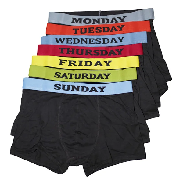 Herr Boxershorts med veckodagar / Underkläder (7-pack) S Midja 30-32 tum (76-81 cm) Svart
