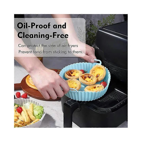 Air fryer silikonimatto monitoiminen vuoraus friteerauskeitin leivinpelti Pinkki + sininen yhteensä 2 kpl