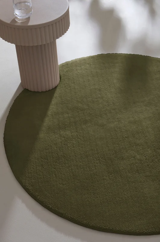 Jotex - Rond Laagpolig Vloerkleed Groene Kleur Groene kleur - CORAL - Koop Laag- en hoogpolige & geknoopte vloerkleden bij Jotex