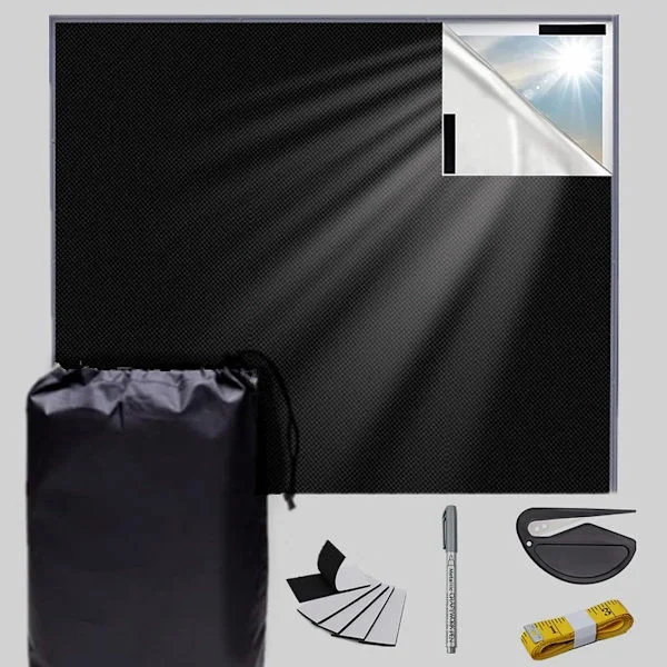 Mørklægningsstof med velcro, Mørklægningsgardiner, 145x200cm gardiner, Transportabelt mørklægningsstof, Selvtillærende solbeskyttelsesgardiner, 