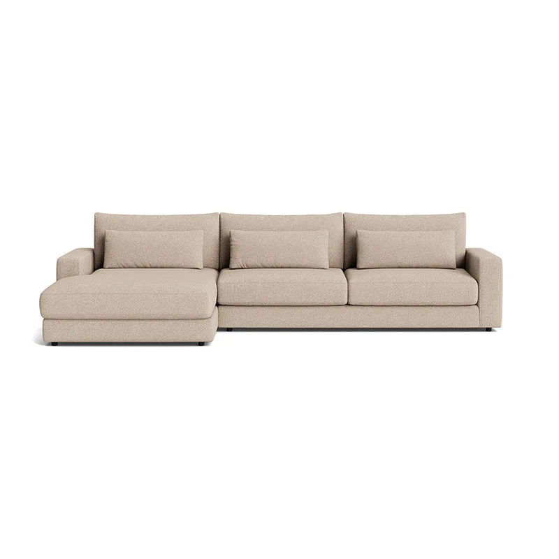 Sevilla Chaiselong Sofa, Venstrevendt - Loop Beige - 332x167x85cm - Inkl. 3 Ekstra Puder & Pocket Fjedre - Blød/Medium Komfort - Stor Flyder Sofa
