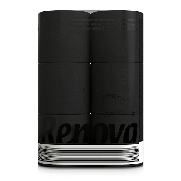 Renova Svart Toalettpapper Parfymerad 16.1m 3-Lager 140 Ark 6 Rullar