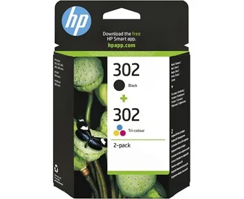 HP-HP Ink 302 Black 2-pack-HP 302 trefarget og svart blekkpatron, 2-pakning-Printing ink, toner & paper-Blekkpatroner