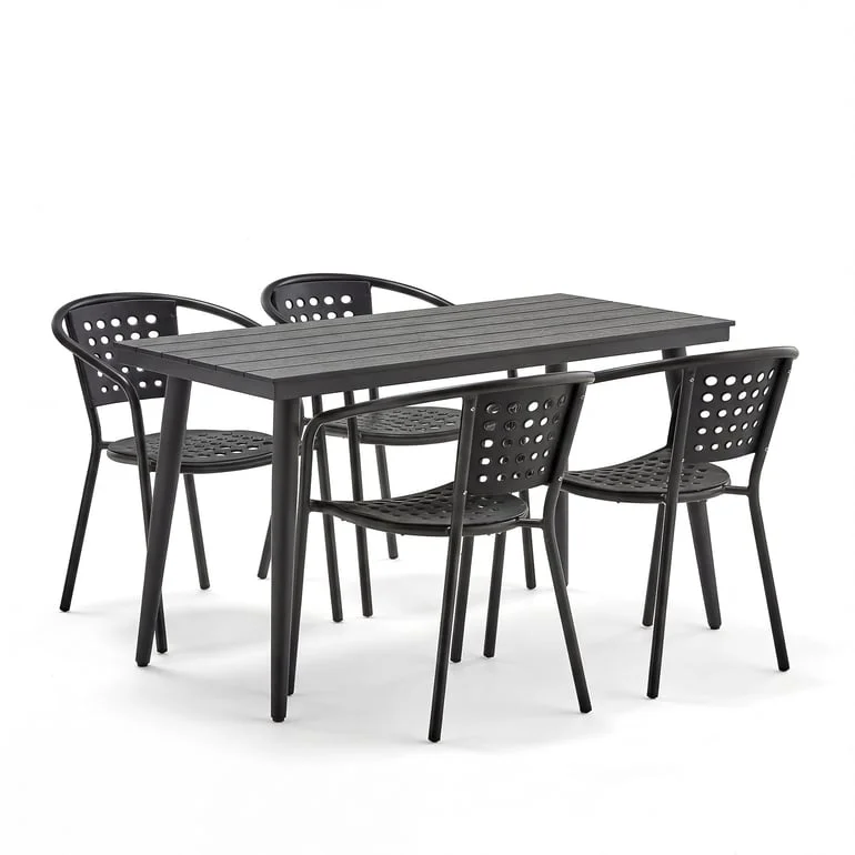 Möbelgrupp VISTA + CAPRI, 1st rektangulärt bord och 4 stolar