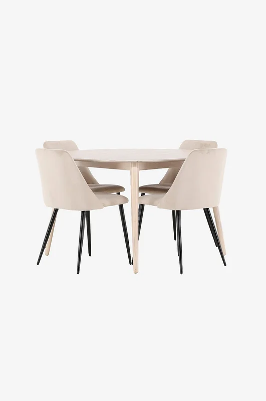 Venture Home - Ruokapöytä Flora ja tuoli Night - Beige - Ruokailuryhmä 4 hengelle - - Homeroom