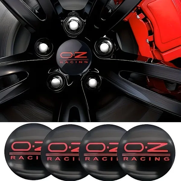 OZ Racing hjulnav emblem svarta till fälgar o centrumkåpor 4-pack styling.