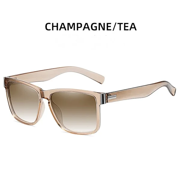 (Champagne Box Gradient Tea)Solbriller Mænds Sports Solbriller Nye Polariseret Stel Kvadrat Mode Polariseret Solbriller Udendørs Mænds Solbriller