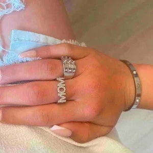 Glitter silvrig MOM ring