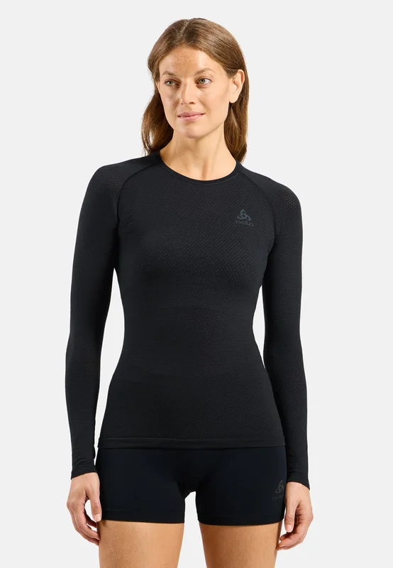 Odlo Merino Performance Wool 140 Seamless Base Layer Shirt für Damen, XS, schwarz