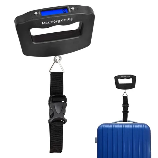 Digital bagagevægt, 50 kg (g/oz/kg/lb), Kuffertvægt, Digital bagagevægt, Bærbar vægt med krog, Bagagevægt, Hængende rejsevægt