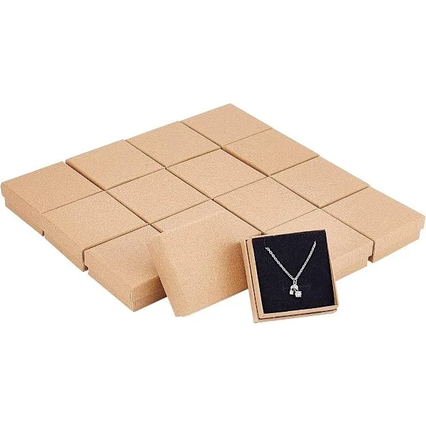 Jewelry Box, Paper Gift Boxes, 6 Pieces Square 7 cm, with Foam Insert for Earrings, Necklaces, Rings