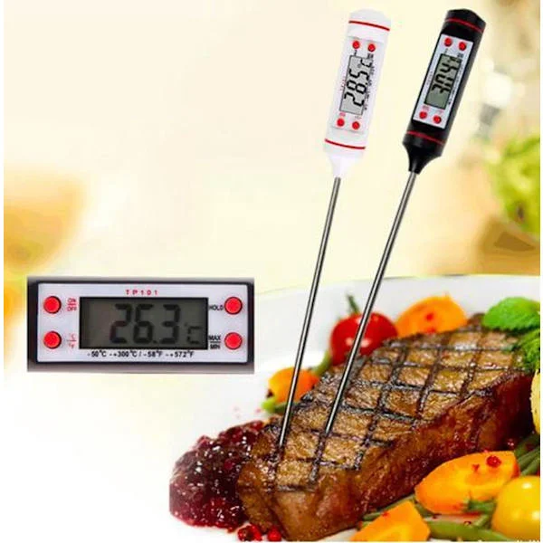 Digital Meat Thermometer - Grill Thermometer - Food Thermometer - Black - For Grill, Barbecue, Oven and More