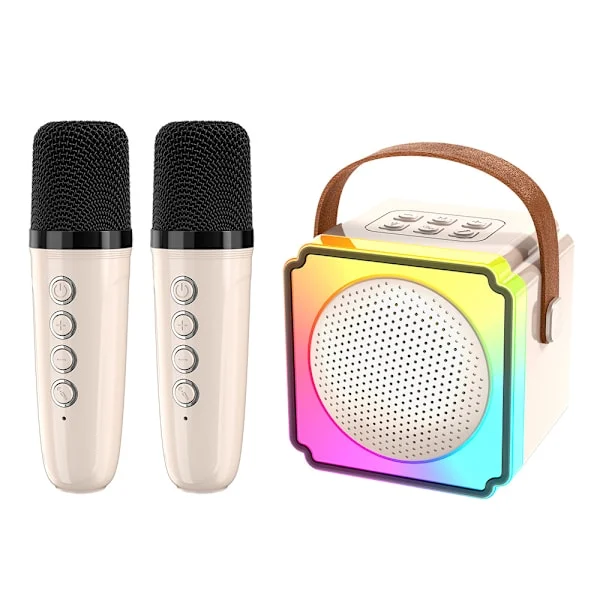Mini Karaoke-maskin för barn med 2 trådlösa mikrofoner, Karaoke-maskinleksaker för flickor från 6 år och uppåt YEMAESRE