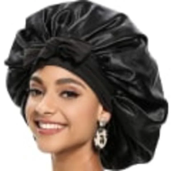 【DT】Silke Bonnet for Naturlig Krøllete Hår - Sov med Sateng Bonnet