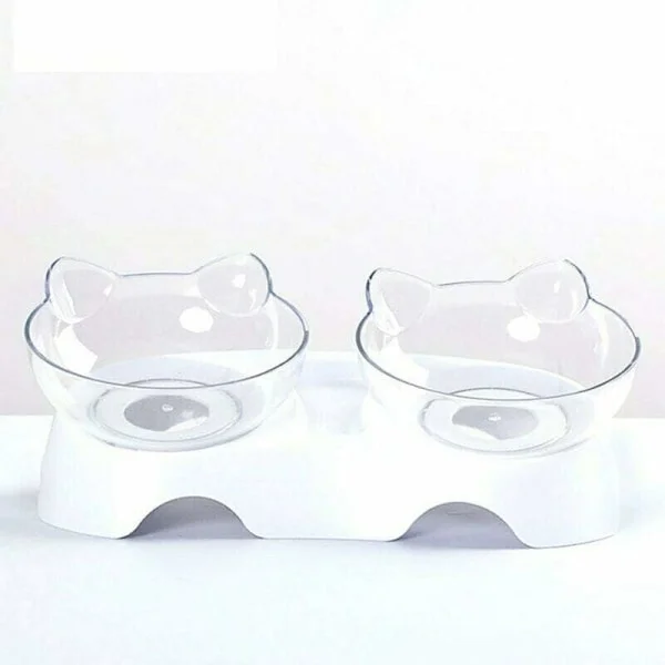 Double Cat Bowls, Orthopedic Pet Bowl Anti-Vomiting, Cat Bowl Food Water Bowl Dog Bowl, Angled Cat Bowl Protects Spine, 15° Tilted Bowl