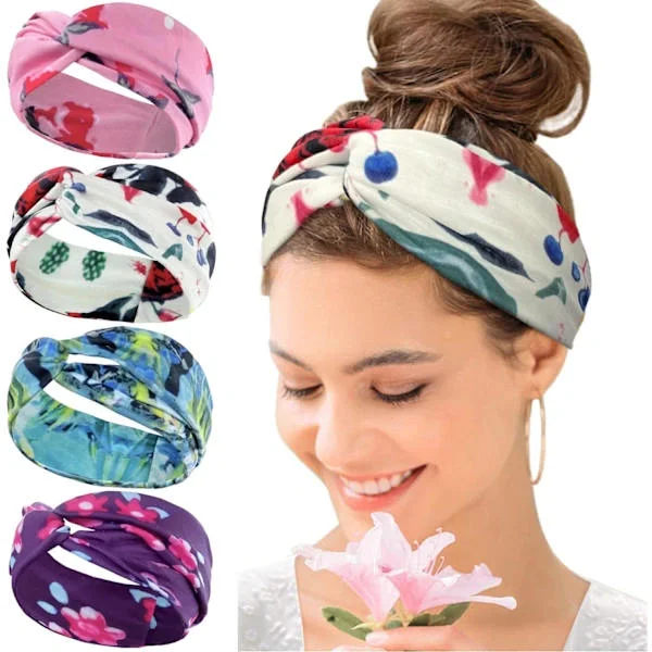 Hårbånd Dame Hårbånd, Elastisk Hårbånd Dame Stort Blomstret Hårbånd Yoga Hårbånd Håraccessories