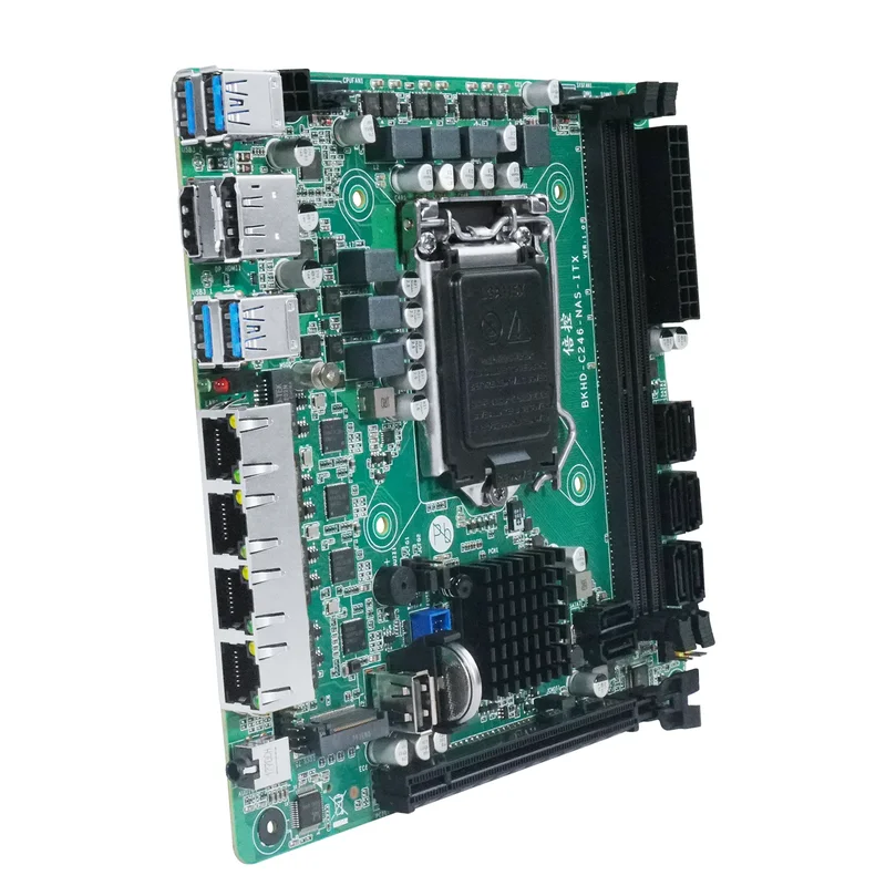 AliExpress - C246-NAS-ITX Mini-ITX-Motherboard LGA1151-Sockel für Intel Xeon E-2100 der 8. bis 9. Generation für NAS-Server, 4-Port 2.5GbE, 8x SATA 