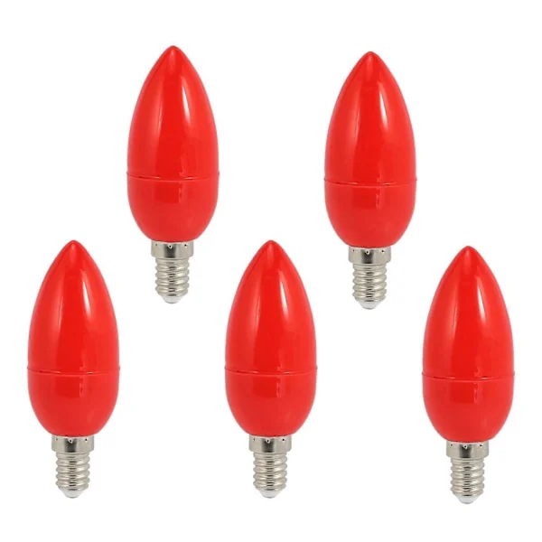 5X LED Lyspære Røde Lykkelys Lampe Guds Lys Energisparende Lyspærer, E14 (FMY)