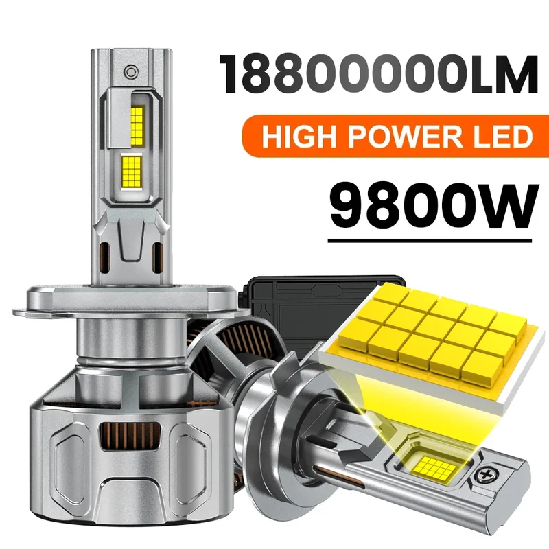 AliExpress - Ampoules de phares LED Canbus H4 18800000LM, 9800W H7 H11 H1 9005 HB3 9006 HB4 Turbo, phares automobiles 12V 24V
