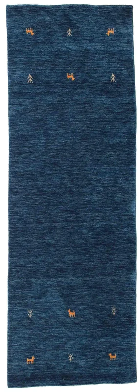 Small Gabbeh Loom Two Lines Rug - Dark Blue 80X250 Wool, Classic Style
