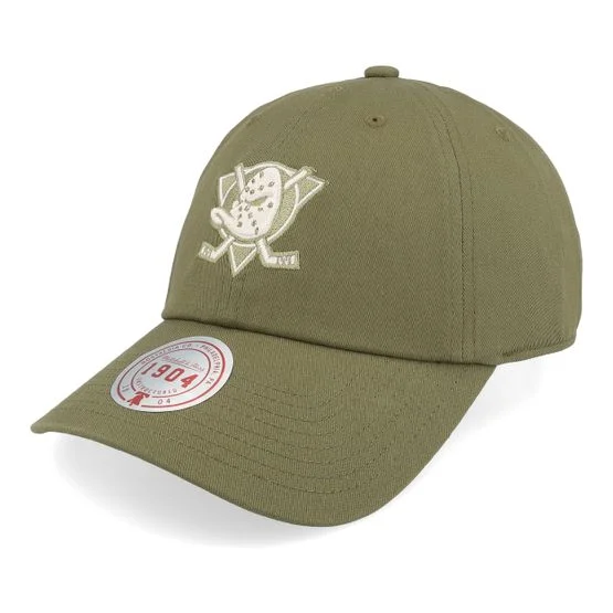 Mitchell & Ness - NHL Groen unconstructed Cap - Anaheim Ducks Fashion Vintage Olive Dad Cap @ Hatstore