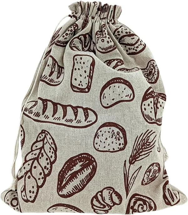 Sturdy Organic Cotton and Beeswax Bread Bags for Homemade Loaves and Baked Goods Long-Term Storage Organic Cotton Bread Bag