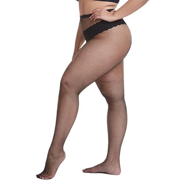 Naisten Plus Size Seksikäs musta verkkosukkahousut korkea vyötärö, mesh verkkosukkahousut Sukat Haarattomat alusvaatteet Klubivaatteet