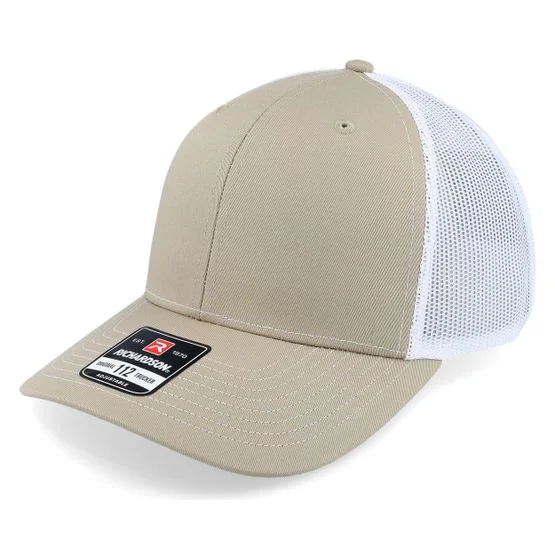 Richardson - 112 Split Khaki/White Trucker Trucker Beige Cap - @ Hatstore