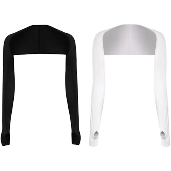 2 Pairs Sun Protection Sleeves Shrug Anti-UV Golf Cooling Shawl with Finger Holes Black White