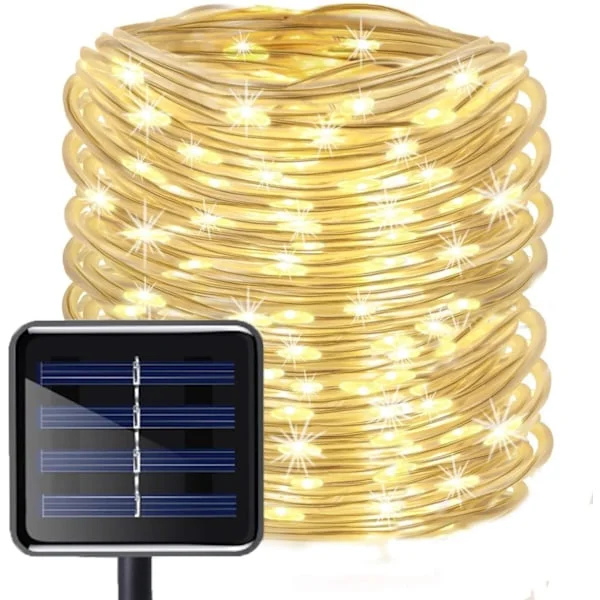 Ulkoilma Solar Garden LED-valoketju PVC-putkivalo Kuparilanka