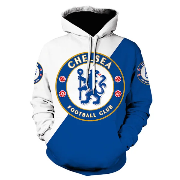 (AZC) Fodboldklub sweatshirt lang, hættetrøje med stort grafisk tryk 2123 2123 2123