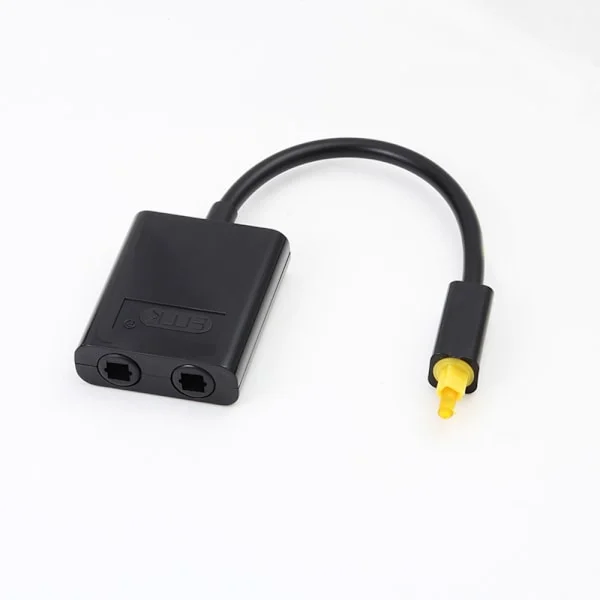 Optisk Splitter 1 Inn 2 Ut Digital Toslink Splitter 1 inn 2 Utgang Lydadapter Kabel for TV, DVD, Soundbar - Svart
