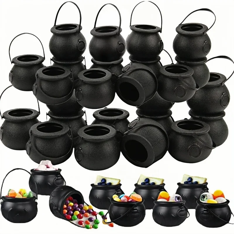 AliExpress - Chaudron noir avec poignée, bouilloires à chaudron de sorcière magique, Pot d'halloween, support de bol à bonbons pour Halloween et la 