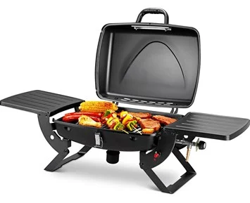 ON-BBQ Portable Gas-Bærbar gassgrill med sidebord og gnisttenner-Barbecue-Gassgrill