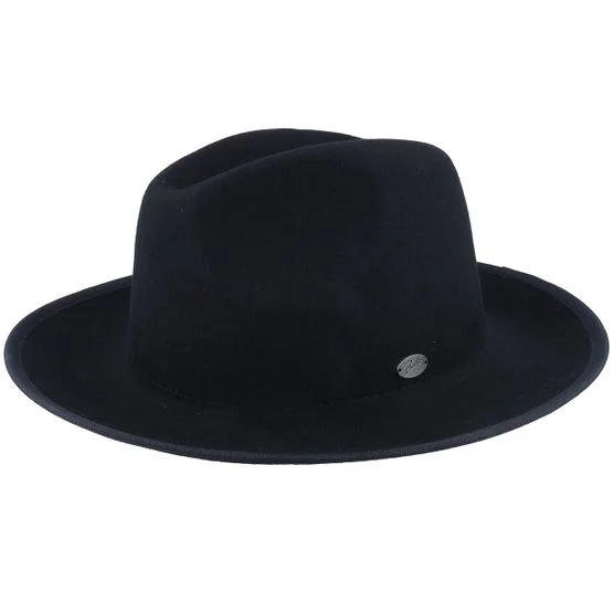 Bailey - Schwarz fedora Hut - Trope Black Fedora @ Hatstore - Herren Wollfilz Hut in Schwarz, Größe S (56 cm)