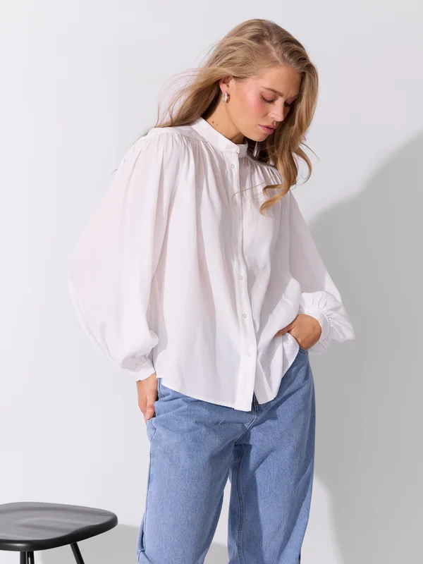 MATCH - Elessar bluse - Donna - Str. 34 - Dame - Skjorter & Bluser - Hvit - 53% Viskose,47% Polyester- resirkulert