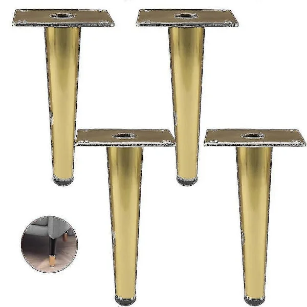 Sett med 4 møbelben, skrå sofa ben, bordben skap ben nattbord metall ben, for kaffebord, skap og sofaer, lastekapasitet 300 kg gull gold 20 cm