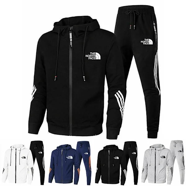 The North Face Herre Hettegenser Joggebukse Treningsdress 2 Deler/Sett Sportsklær Lysegrå Lysegrå 2X 2X 2XL Lysegrå