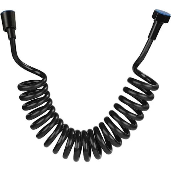 G1/2 (0,8", 20 mm) utdragbar spiralslang med invändig gänga – trädgårdsslang, badrumsslang, rör, vattenslang, spiralslang (300 cm, svart)